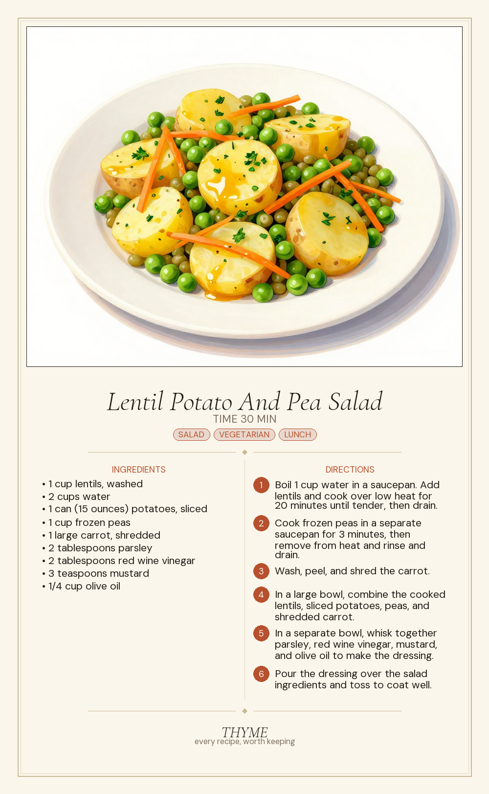 Lentil Potato And Pea Salad