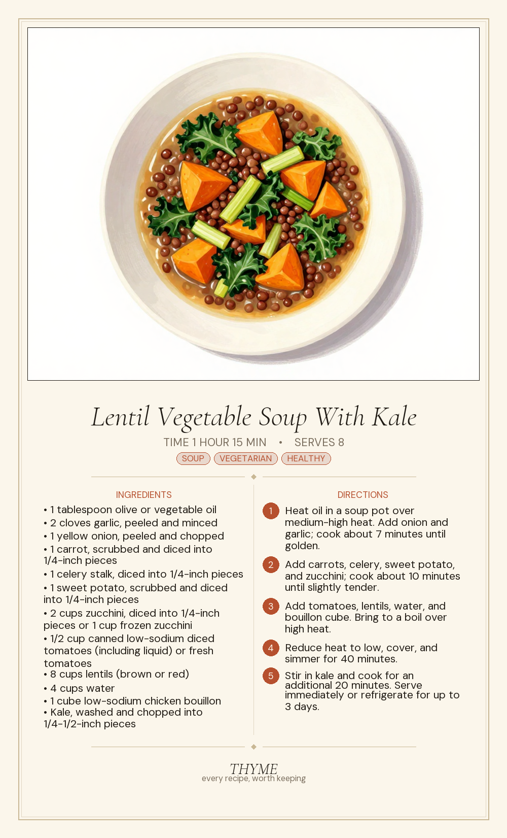 Lentil Vegetable Soup With Kale