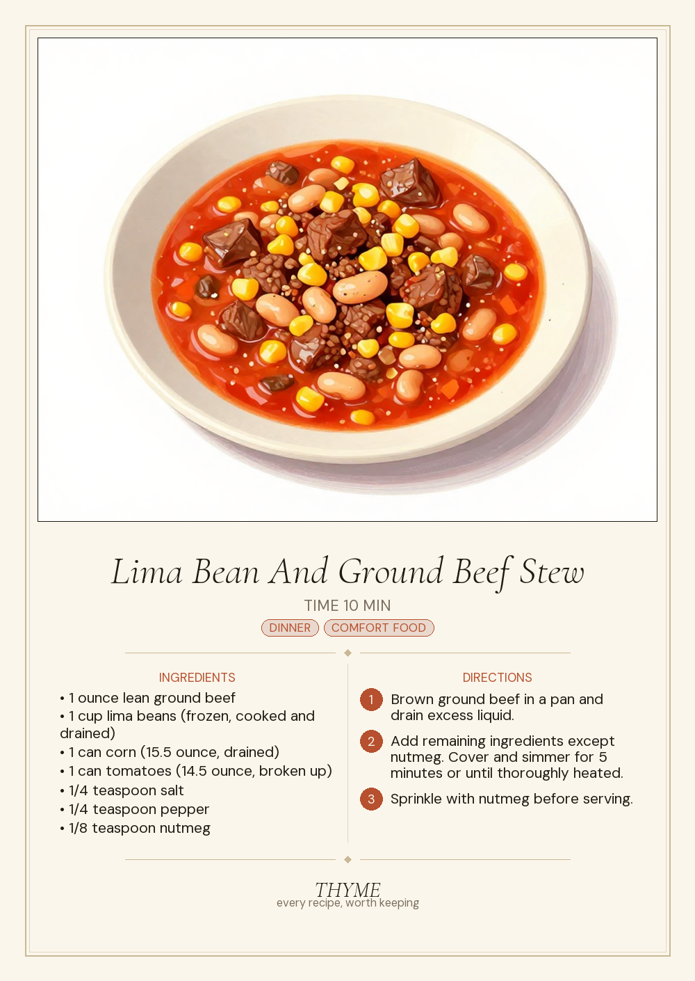 Lima Bean And Ground Beef Stew