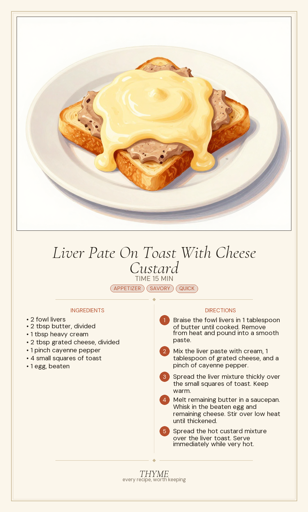 Liver Pate On Toast With Cheese Custard