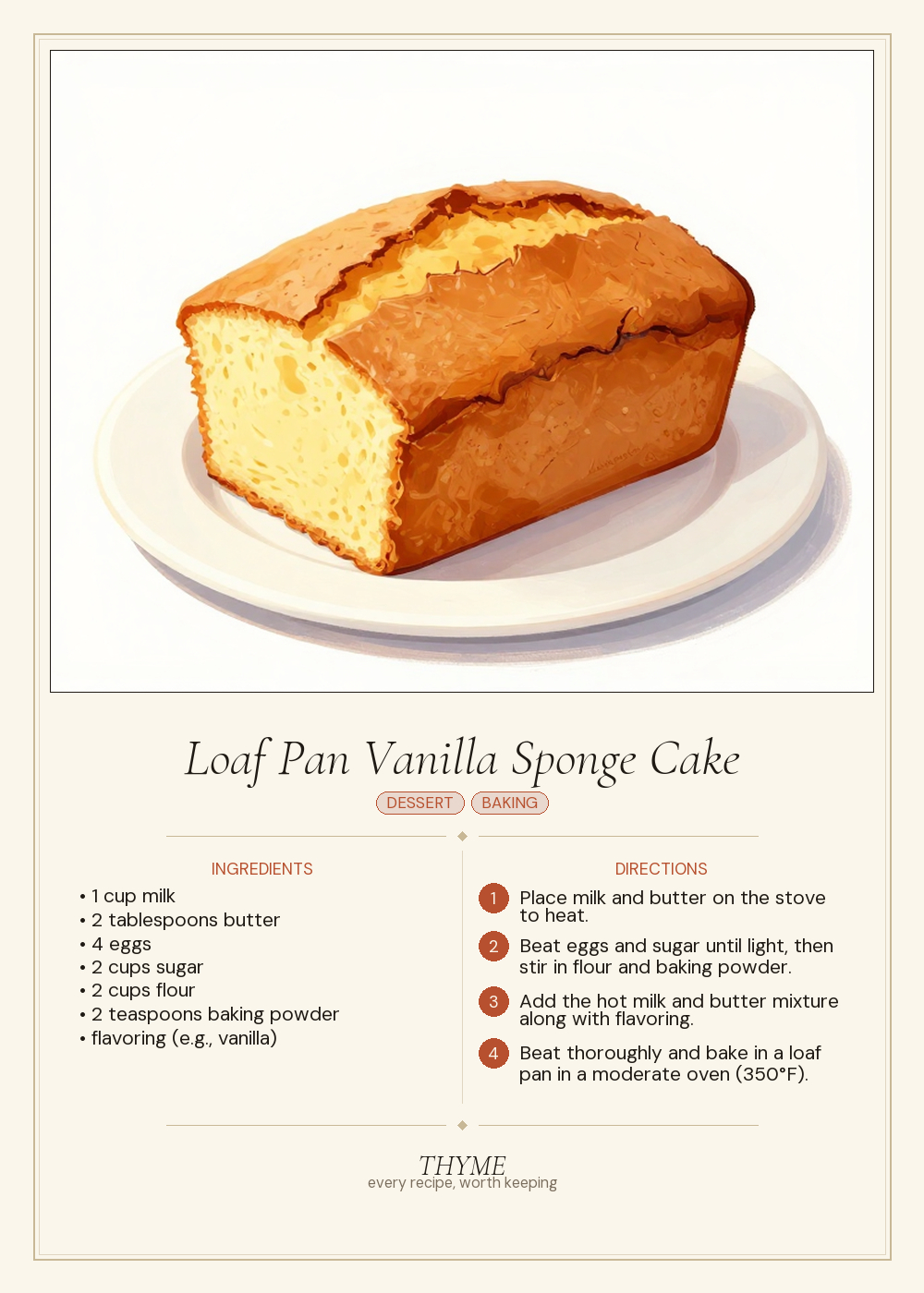 Loaf Pan Vanilla Sponge Cake