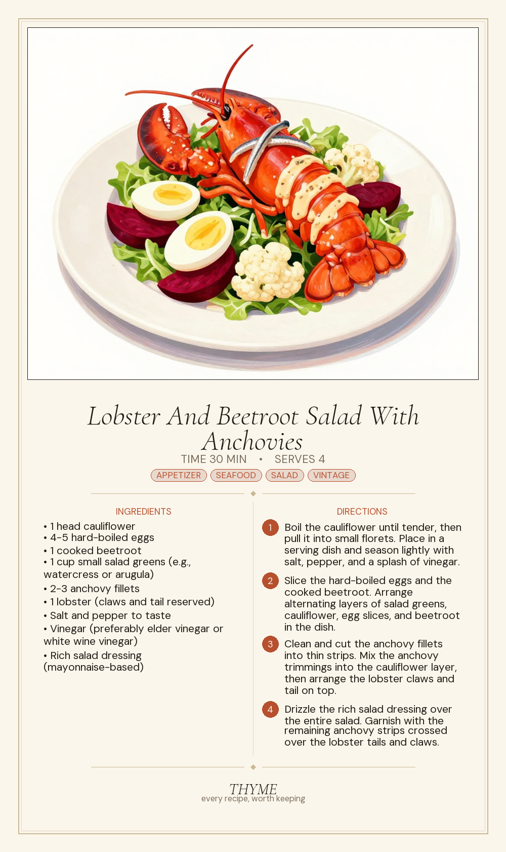 Lobster And Beetroot Salad With Anchovies