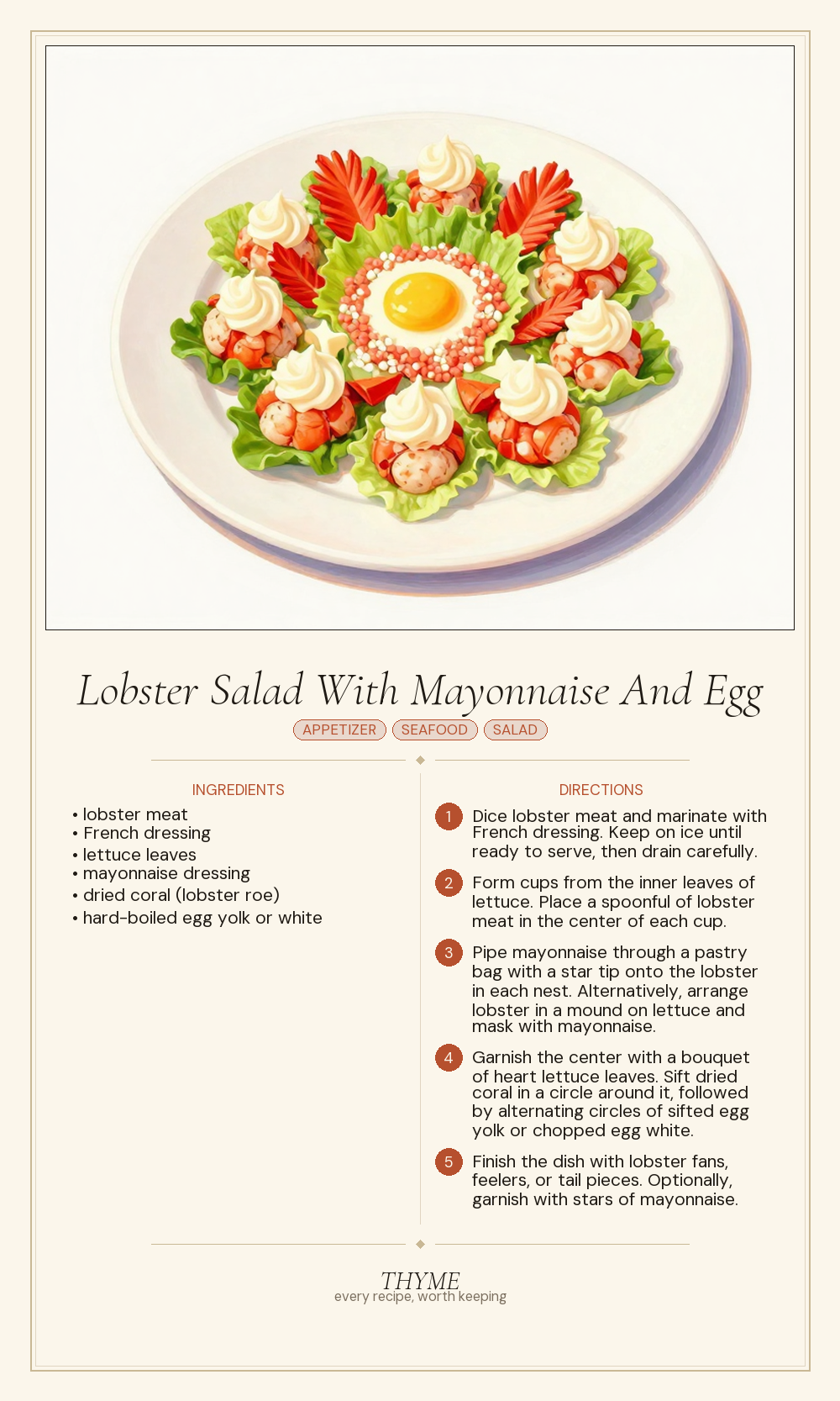 Lobster Salad With Mayonnaise And Egg