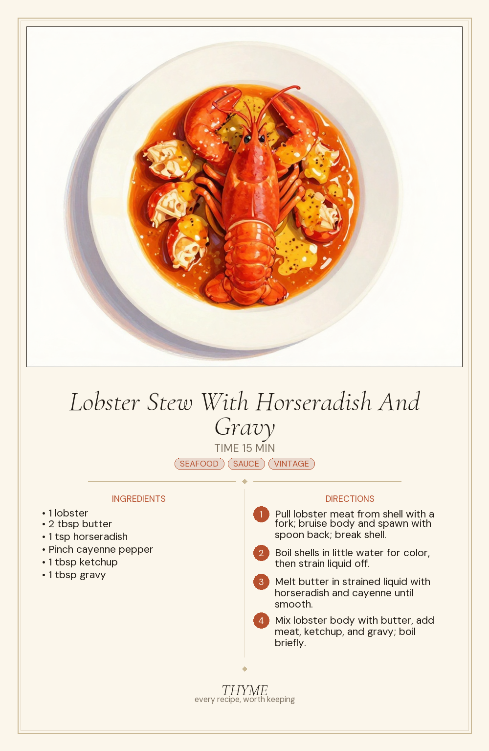 Lobster Stew With Horseradish And Gravy