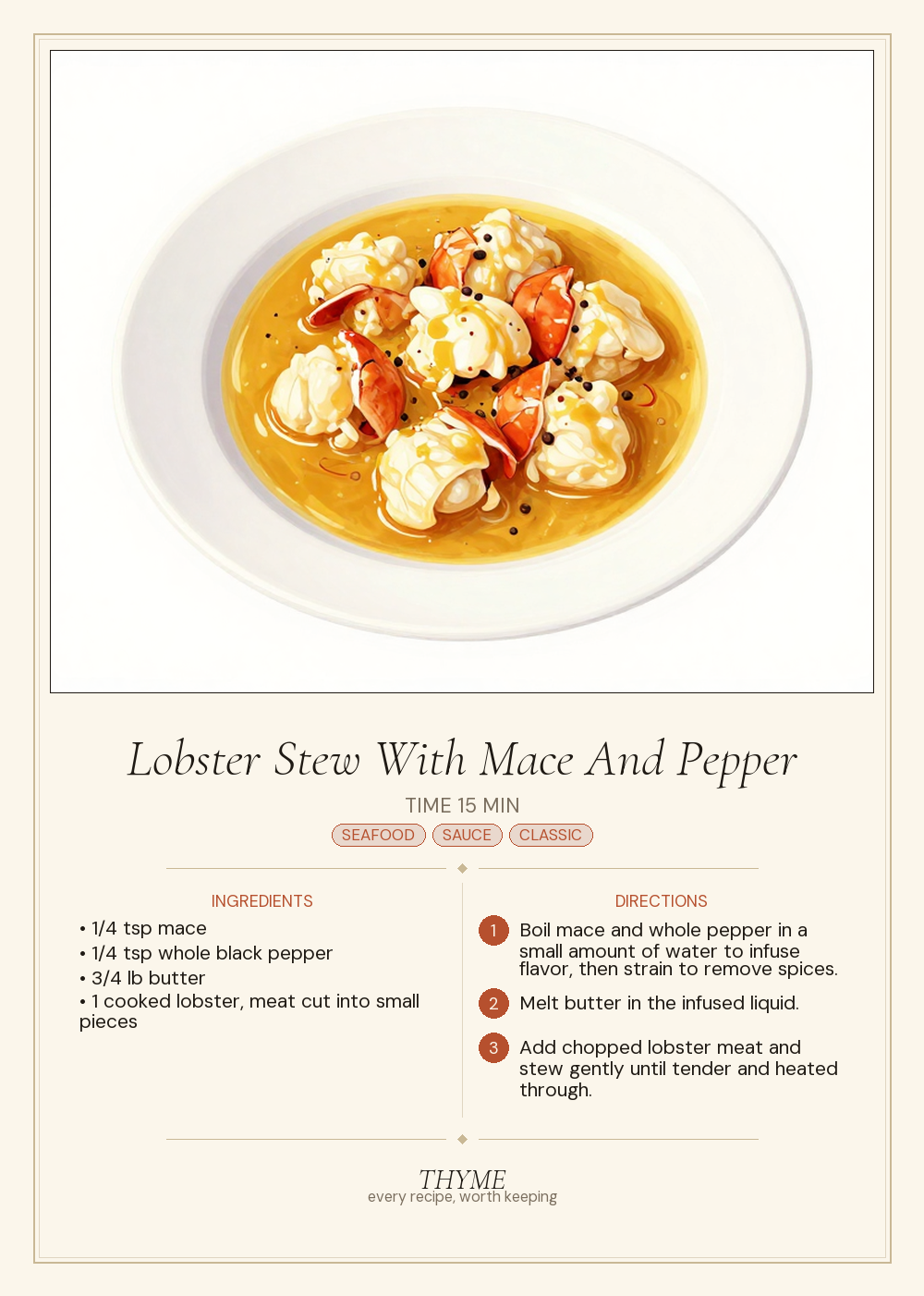 Lobster Stew With Mace And Pepper