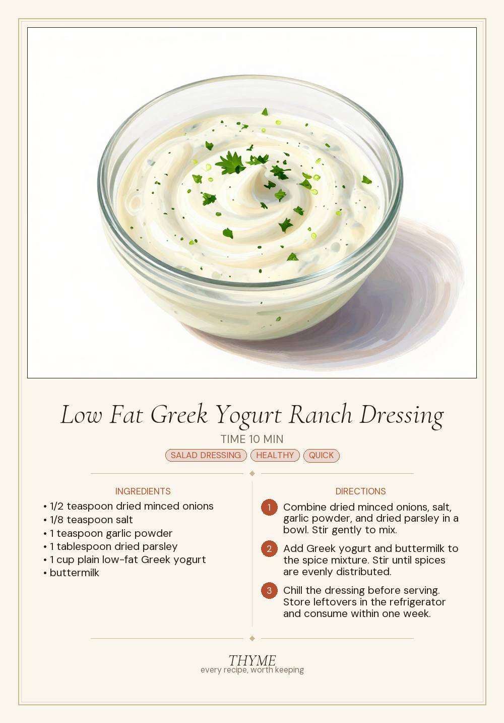 Low Fat Greek Yogurt Ranch Dressing