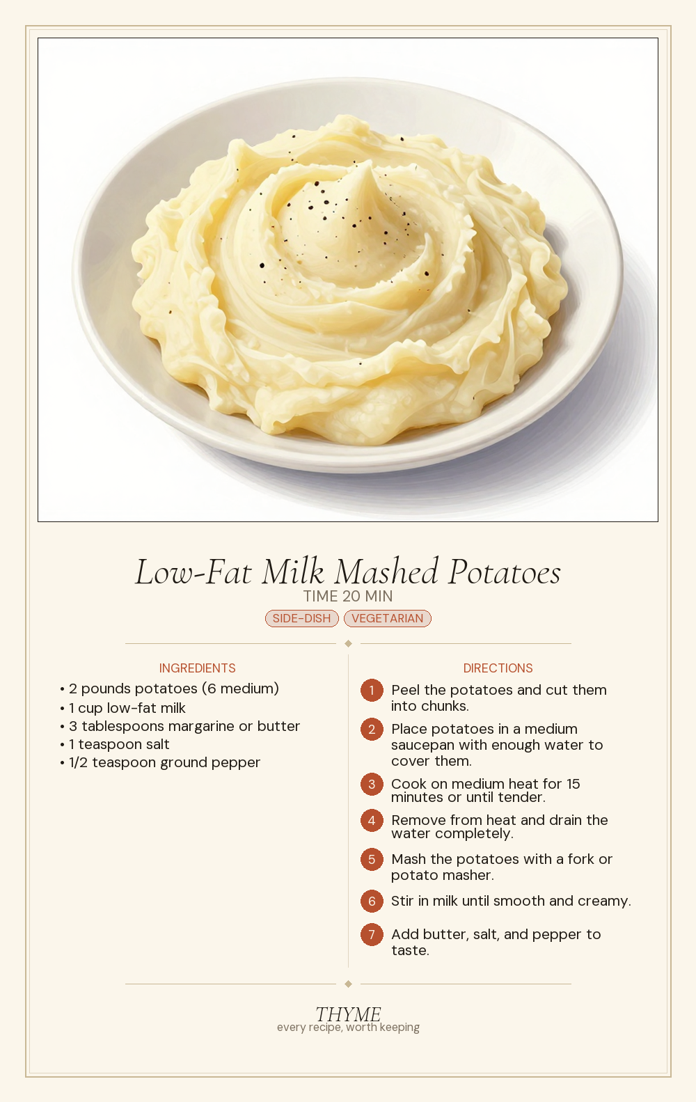 Low-Fat Milk Mashed Potatoes