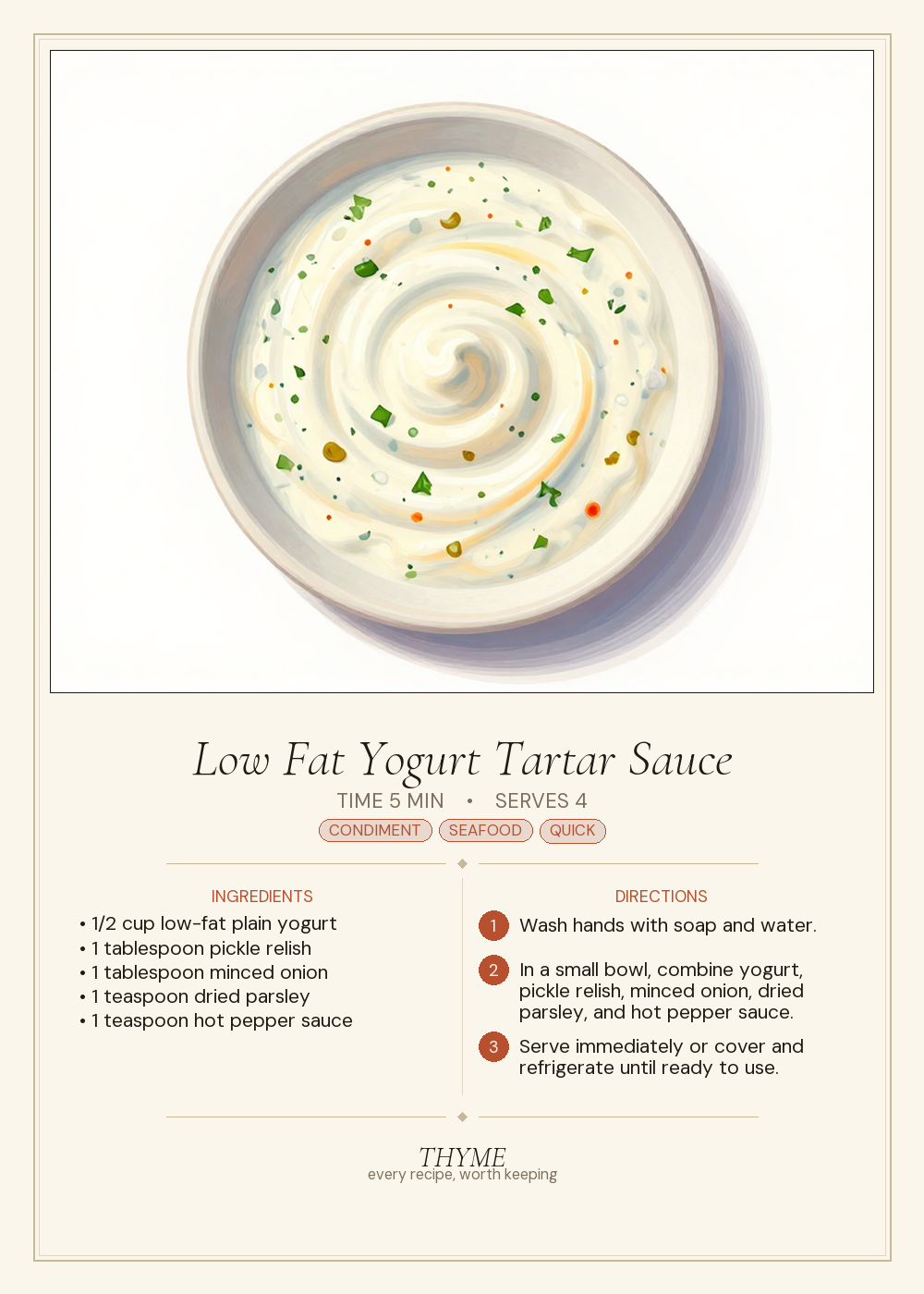 Low Fat Yogurt Tartar Sauce