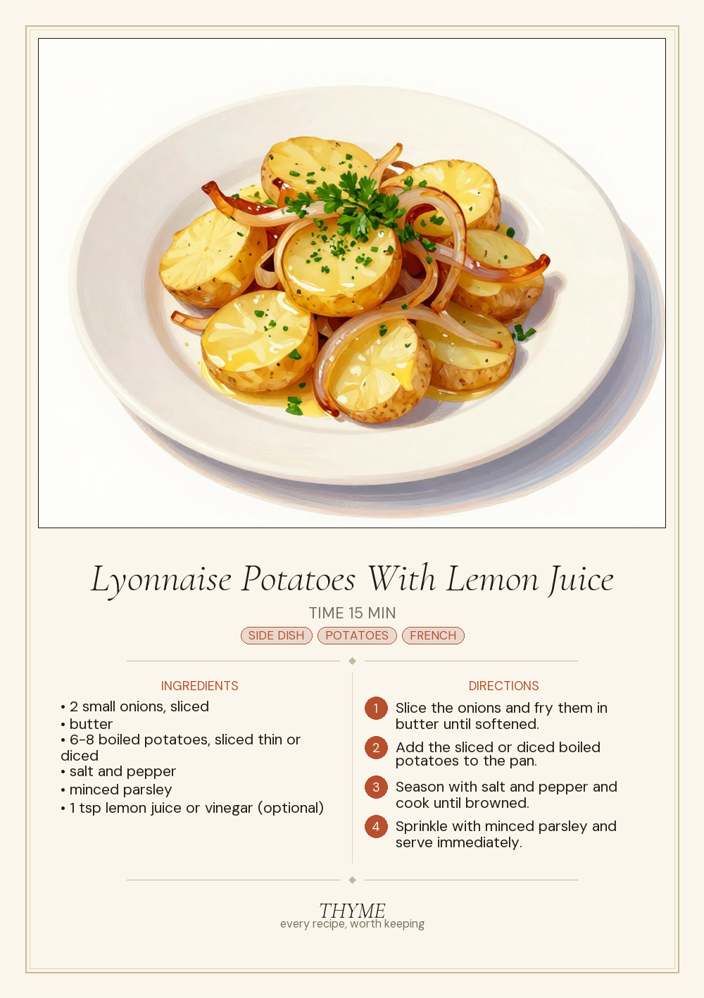 Lyonnaise Potatoes With Lemon Juice