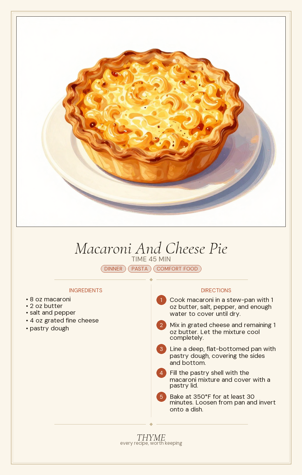 Macaroni And Cheese Pie