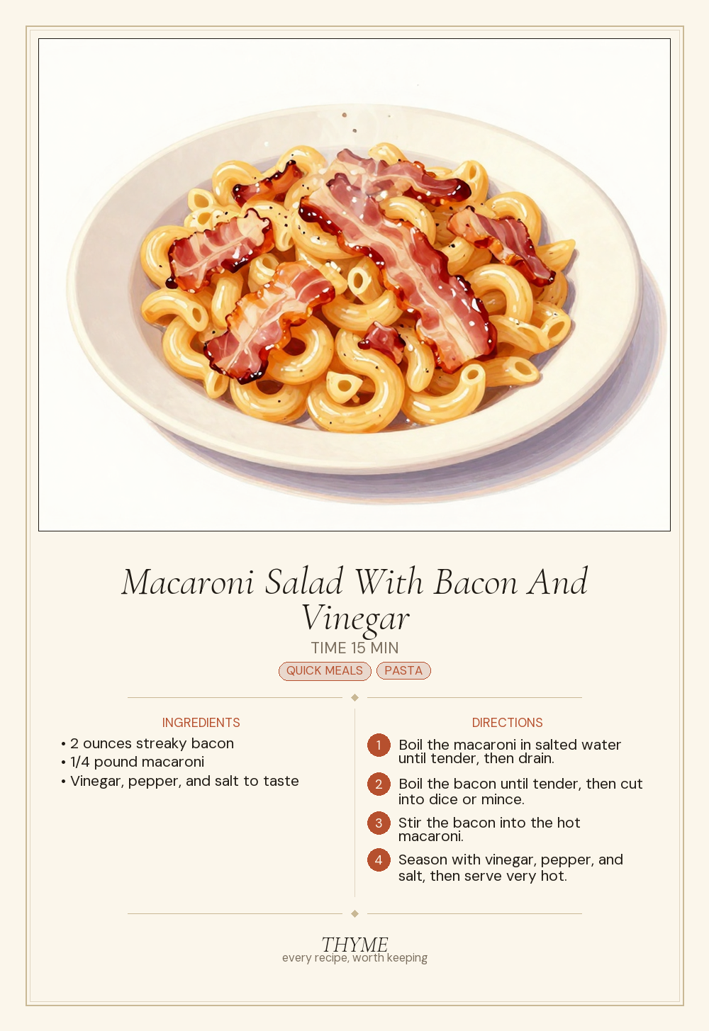 Macaroni Salad With Bacon And Vinegar