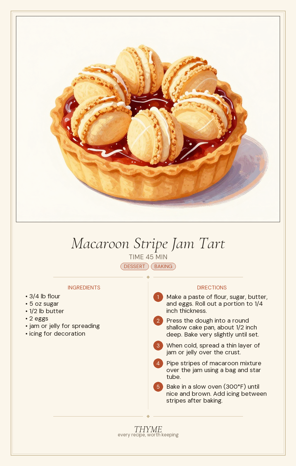Macaroon Stripe Jam Tart