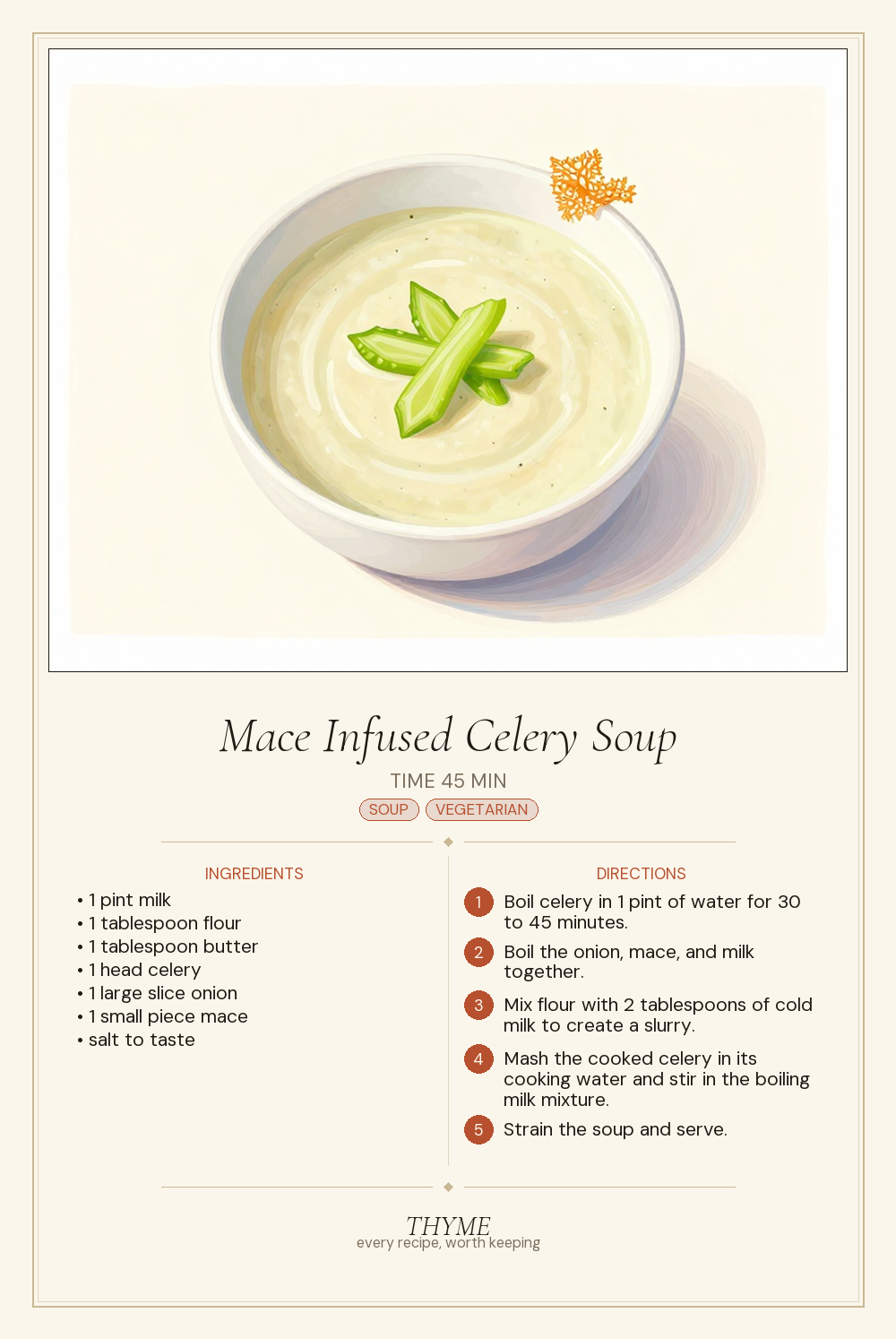Mace Infused Celery Soup