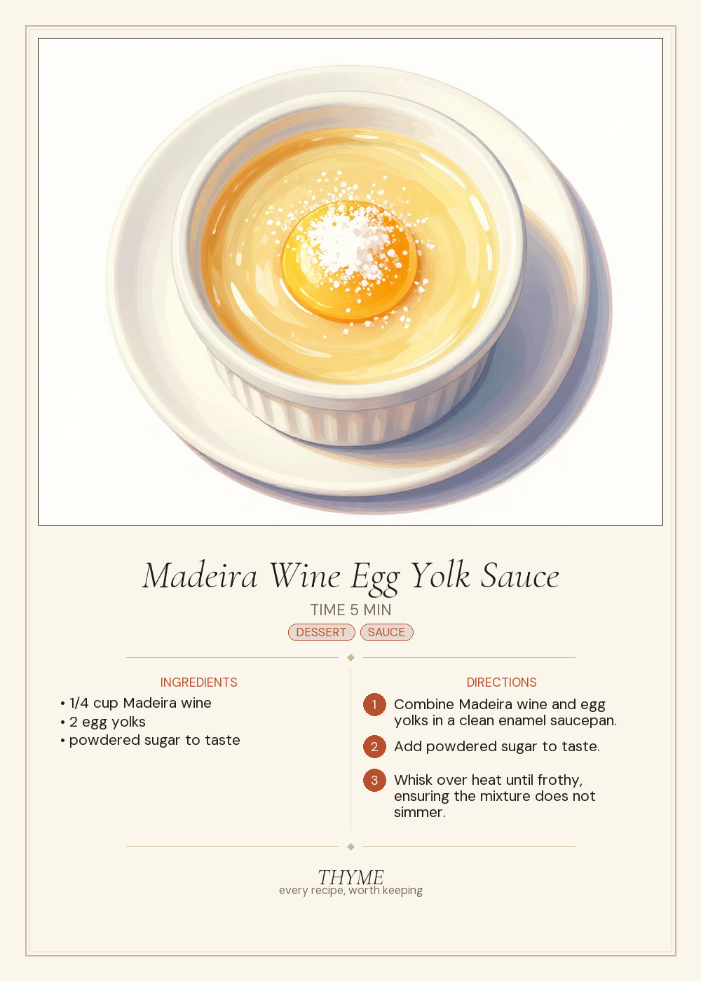 Madeira Wine Egg Yolk Sauce