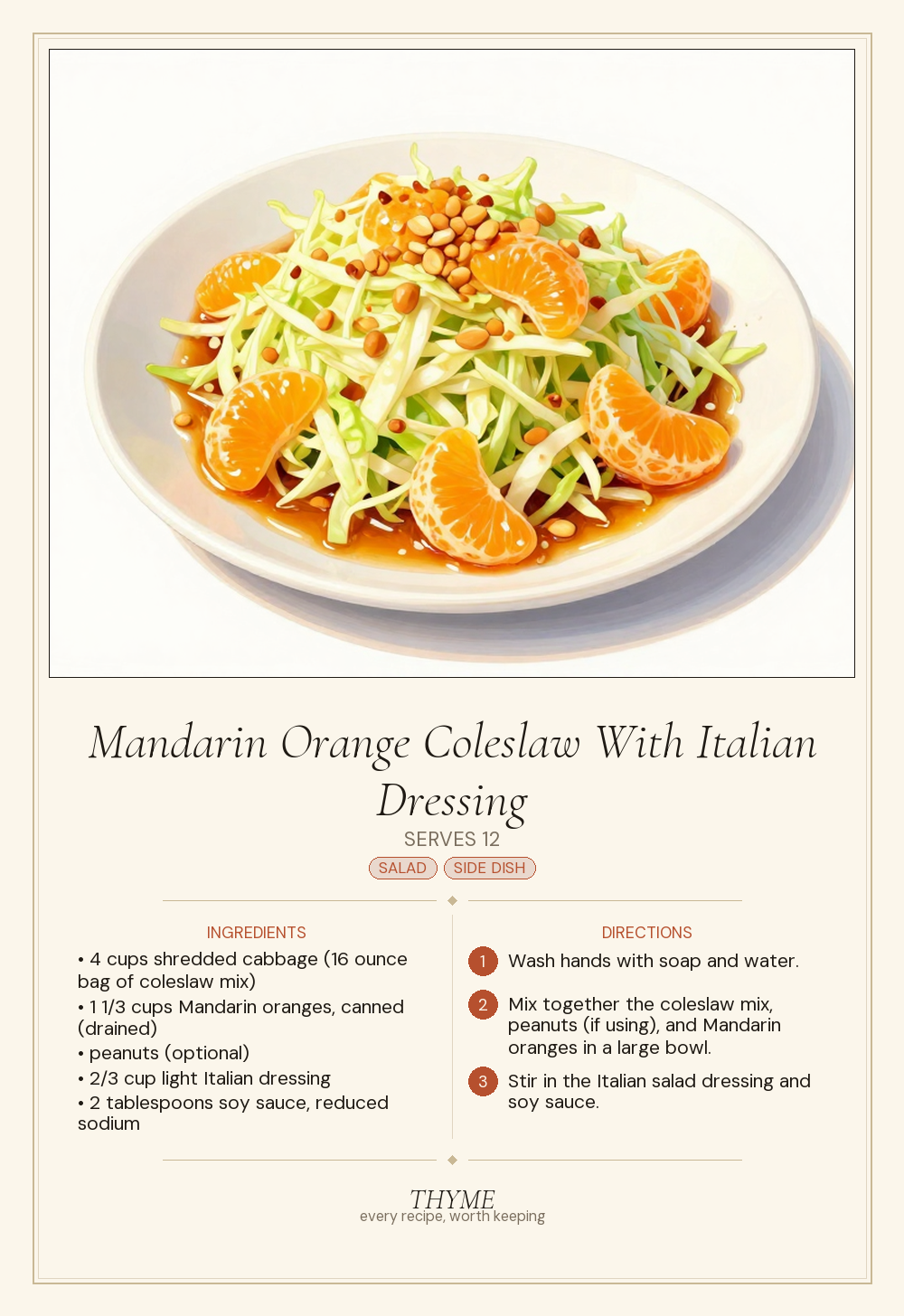Mandarin Orange Coleslaw With Italian Dressing