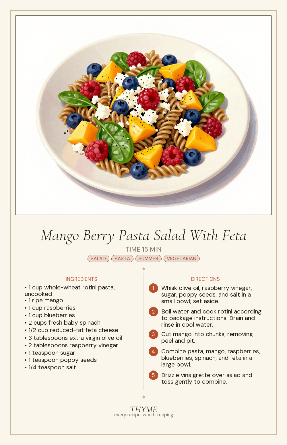 Mango Berry Pasta Salad With Feta