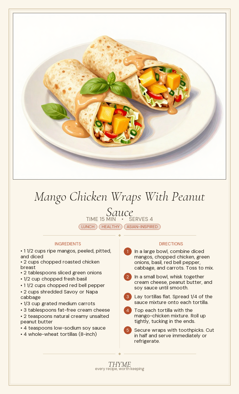 Mango Chicken Wraps With Peanut Sauce