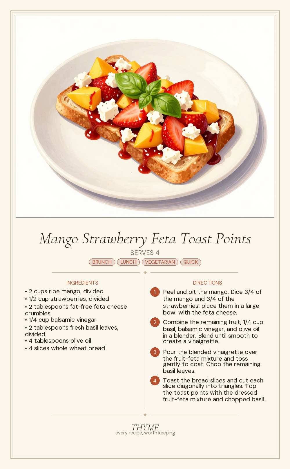 Mango Strawberry Feta Toast Points