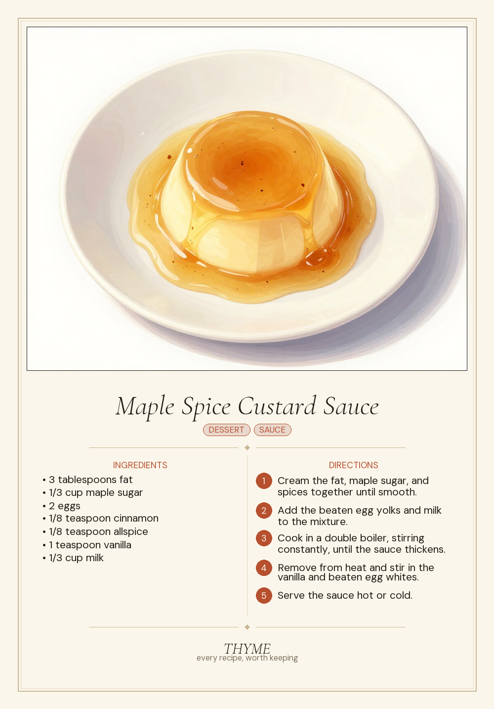 Maple Spice Custard Sauce