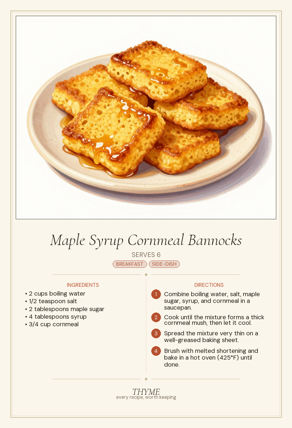 Maple Syrup Cornmeal Bannocks