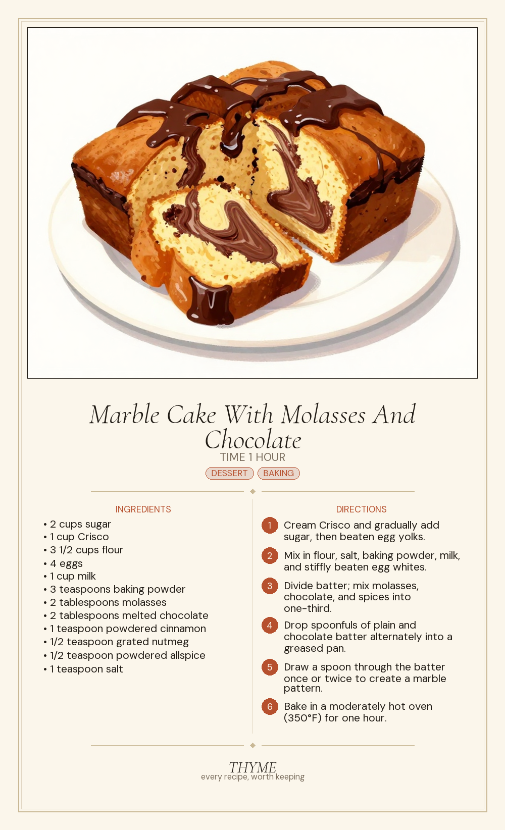 Marble Cake With Molasses And Chocolate