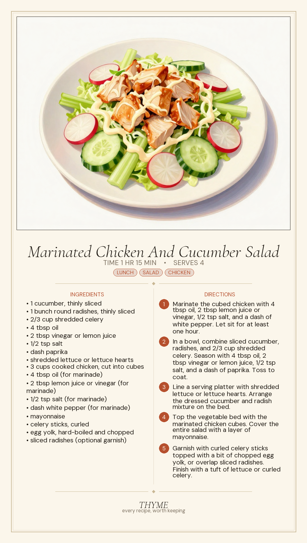Marinated Chicken And Cucumber Salad