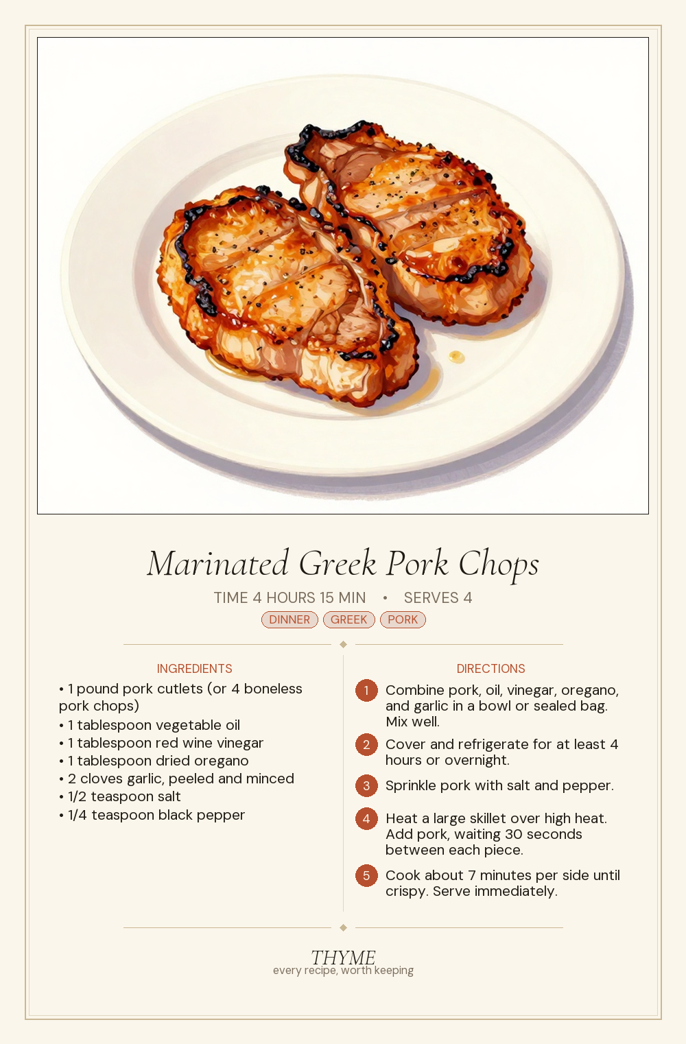 Marinated Greek Pork Chops