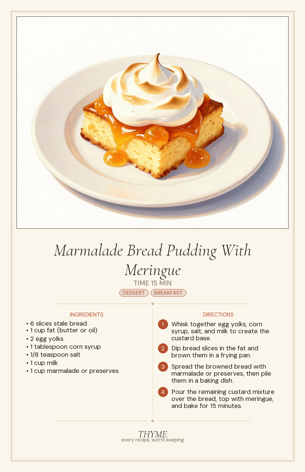 Marmalade Bread Pudding With Meringue