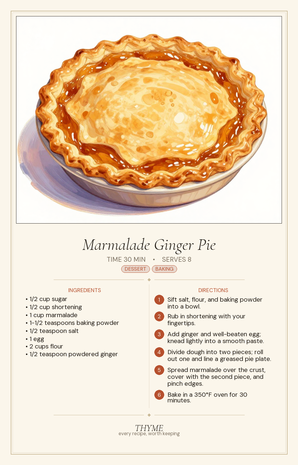 Marmalade Ginger Pie