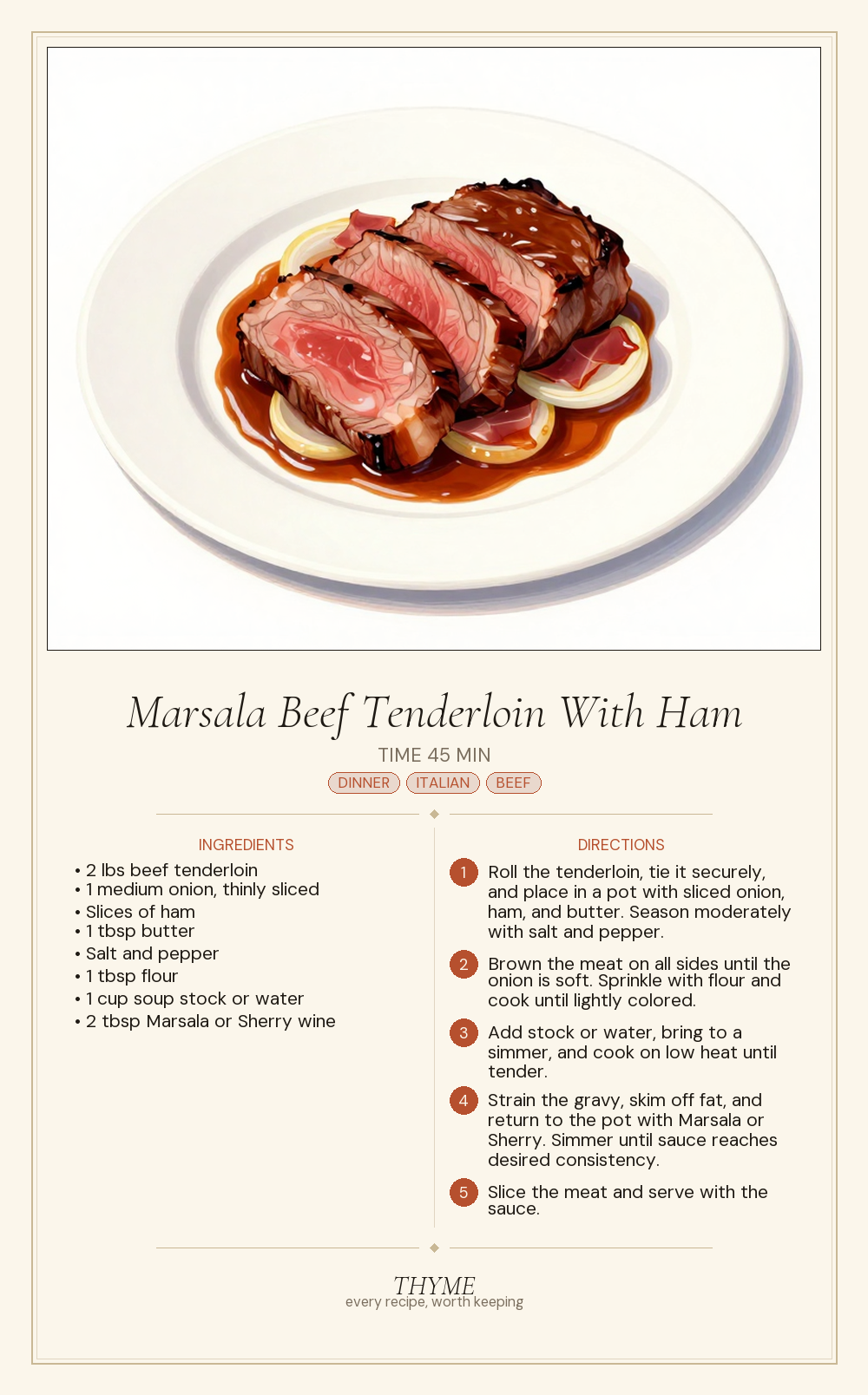 Marsala Beef Tenderloin With Ham