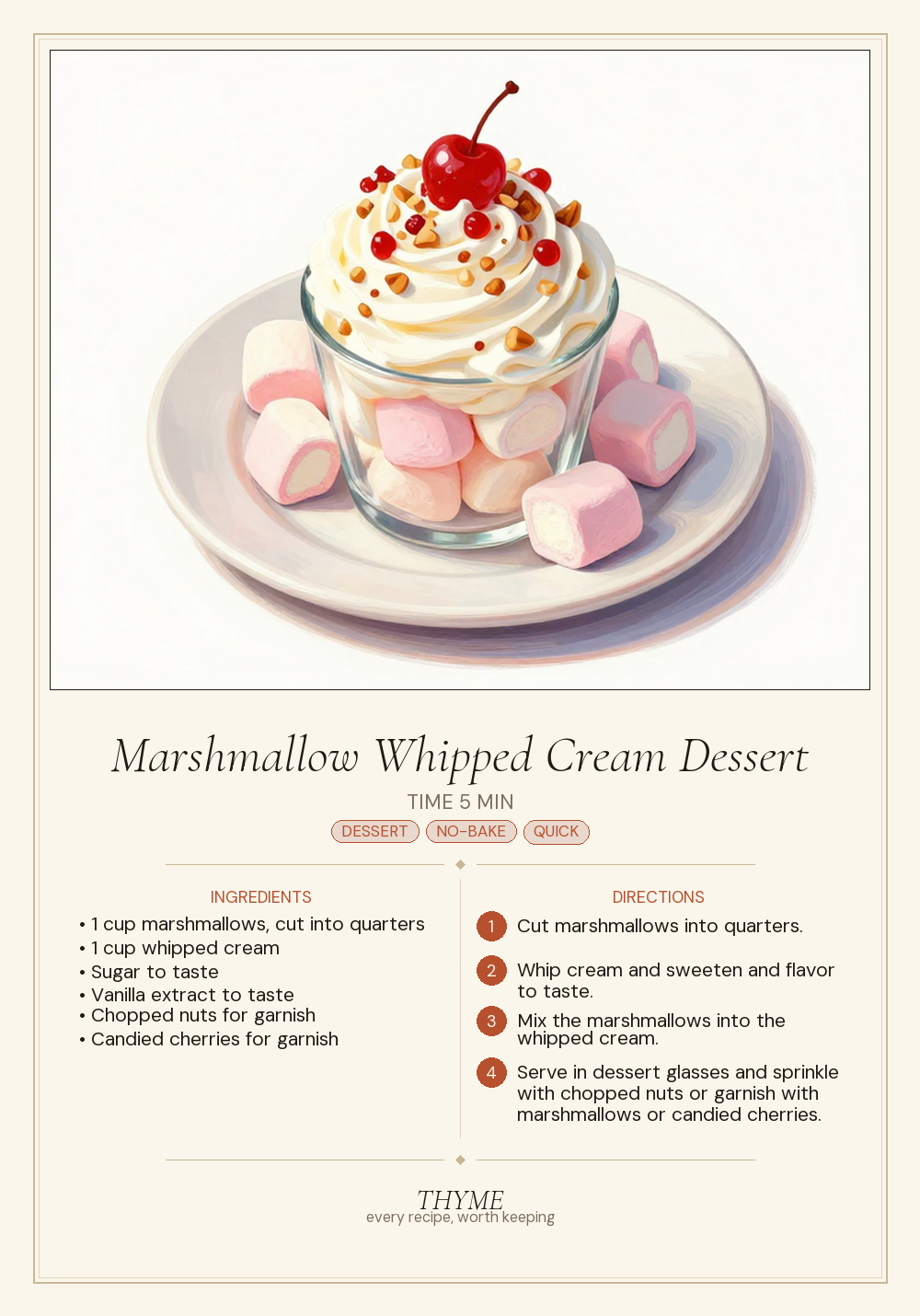 Marshmallow Whipped Cream Dessert