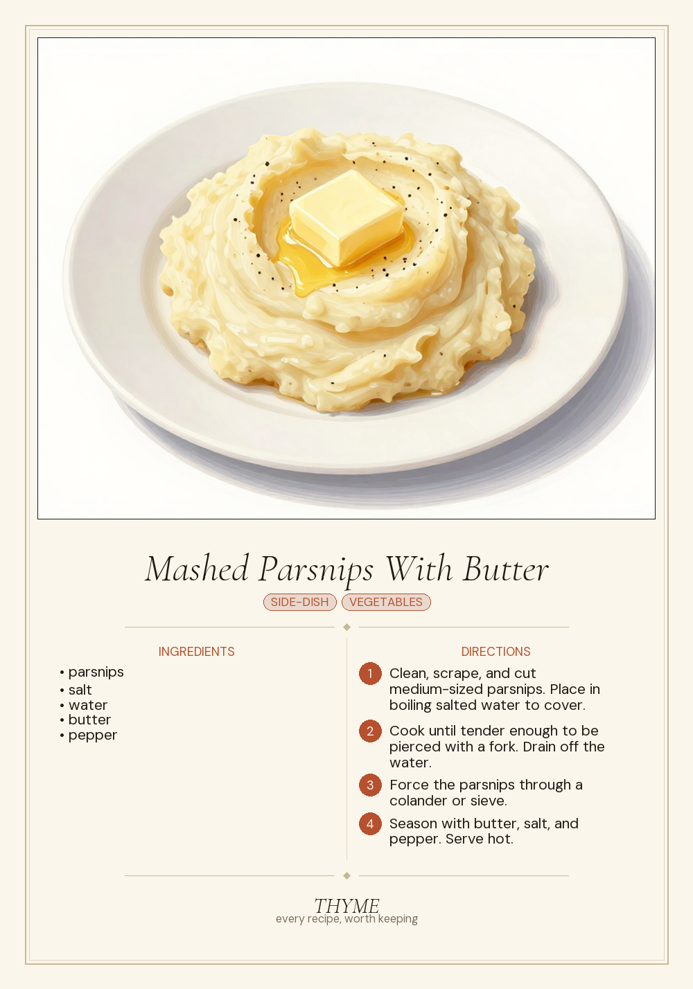 Mashed Parsnips With Butter