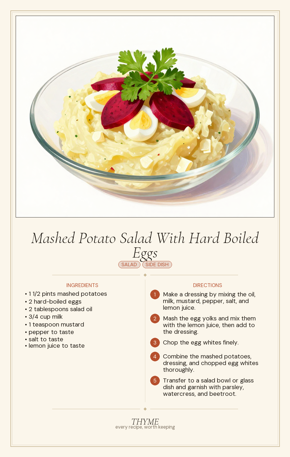 Mashed Potato Salad With Hard Boiled Eggs