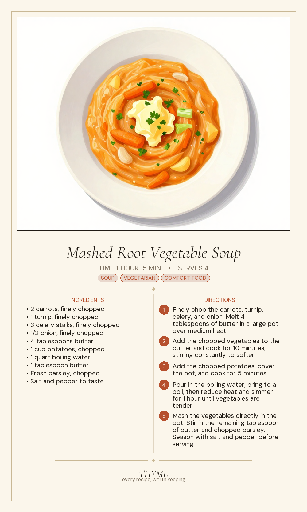 Mashed Root Vegetable Soup