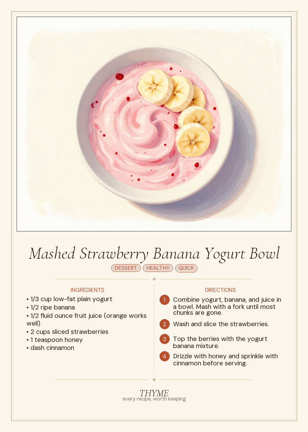 Mashed Strawberry Banana Yogurt Bowl