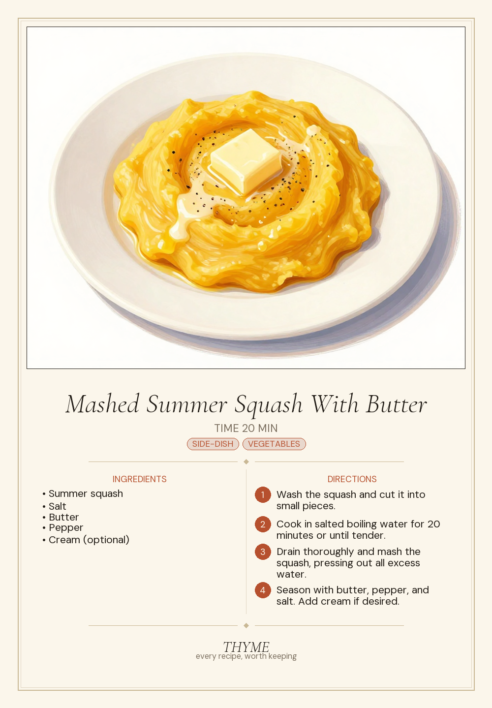Mashed Summer Squash With Butter