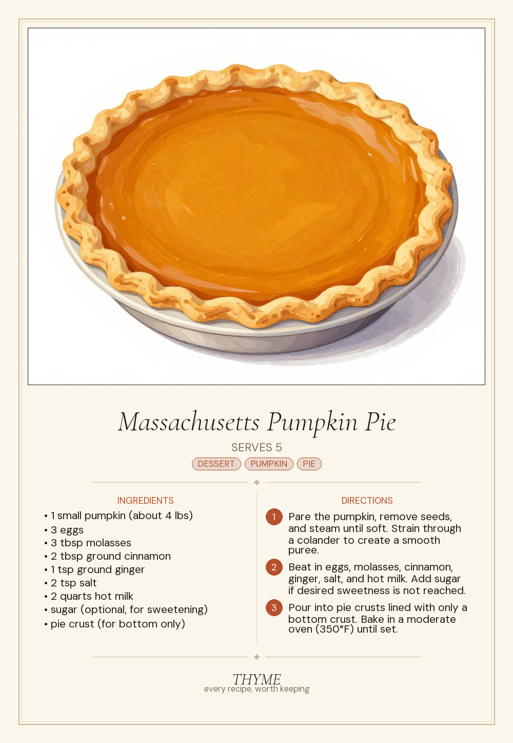 Massachusetts Pumpkin Pie