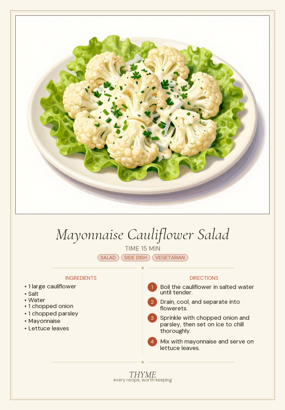 Mayonnaise Cauliflower Salad