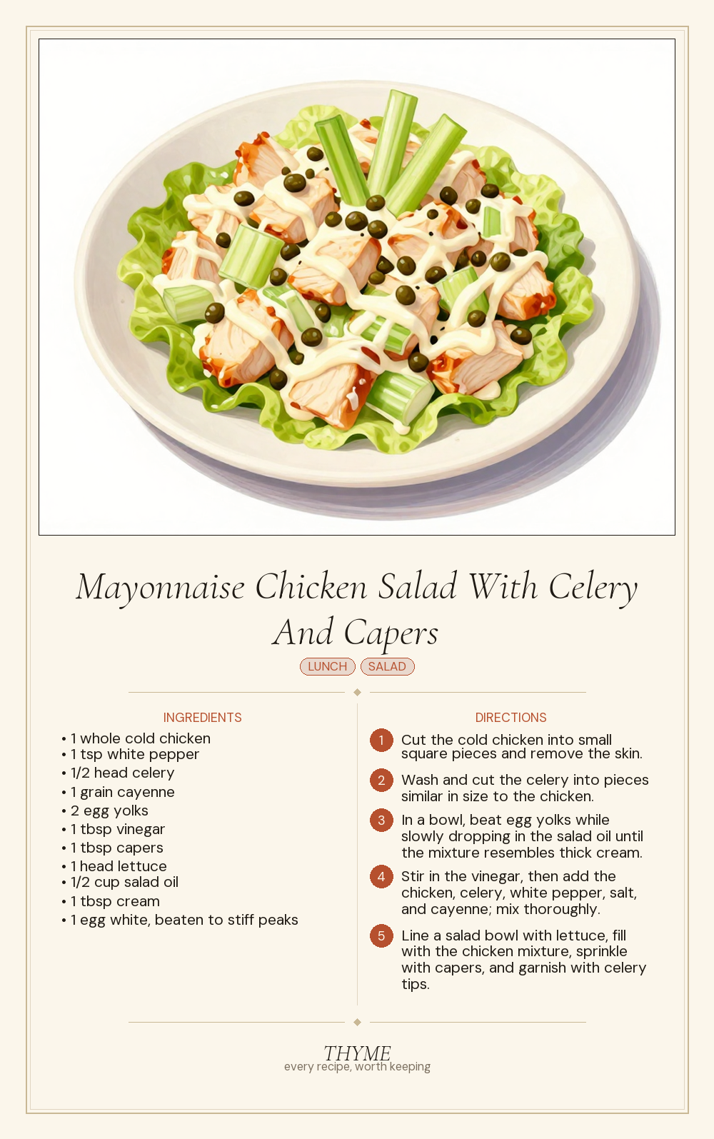 Mayonnaise Chicken Salad With Celery And Capers