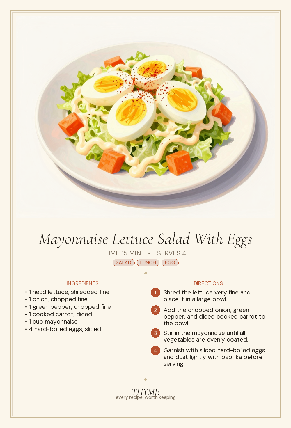 Mayonnaise Lettuce Salad With Eggs