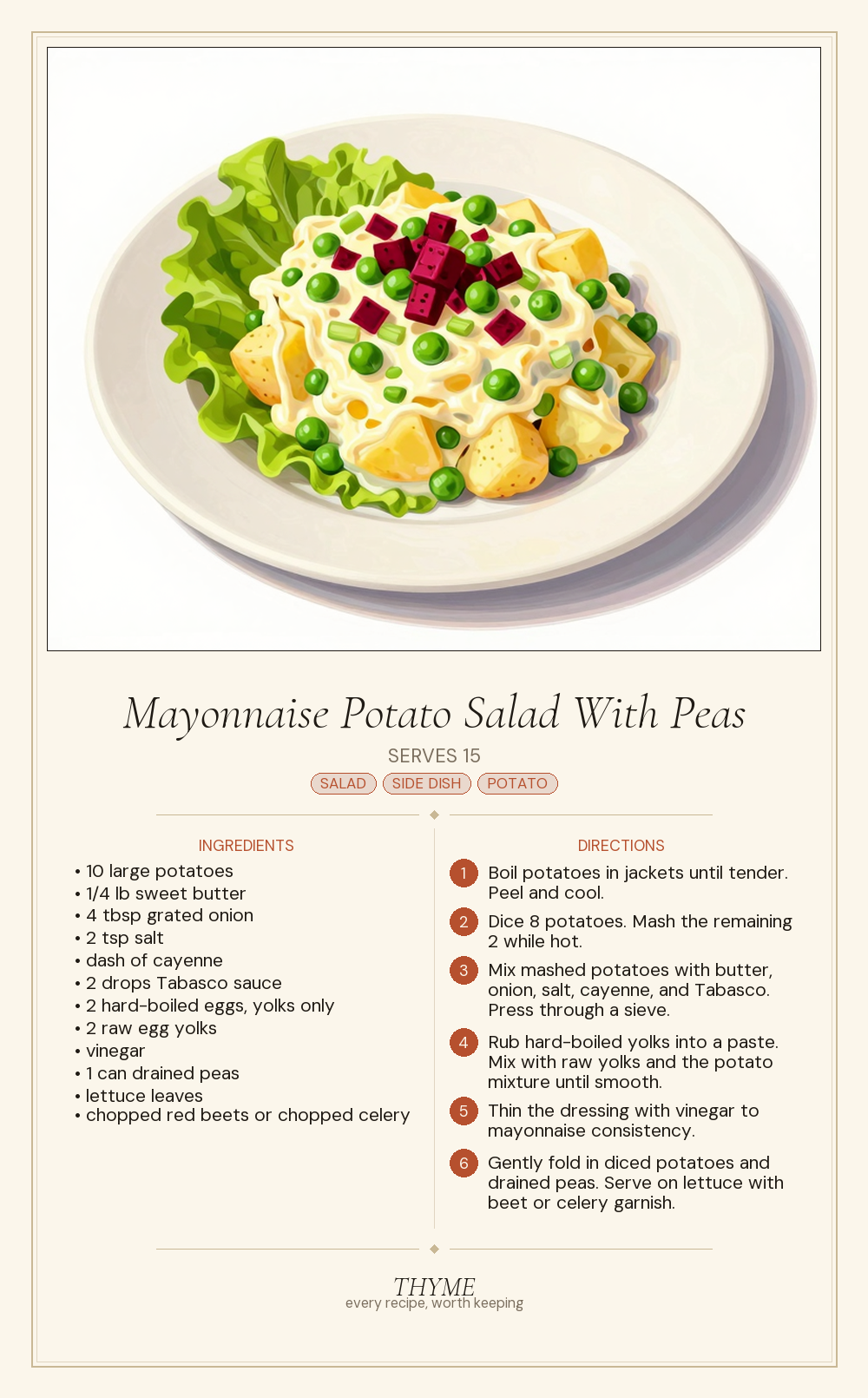 Mayonnaise Potato Salad With Peas