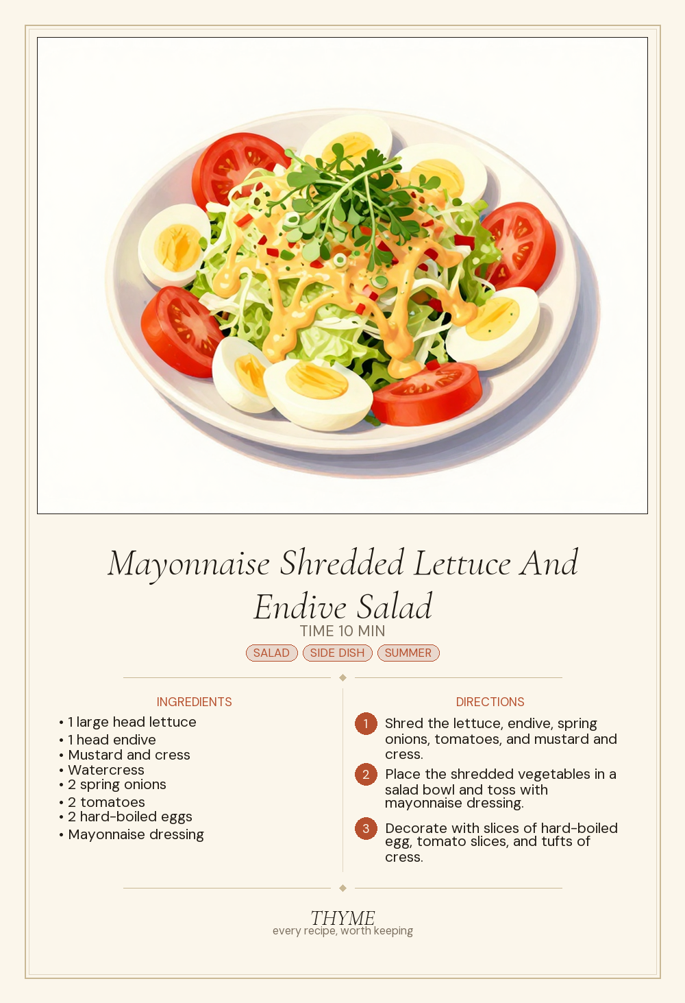 Mayonnaise Shredded Lettuce And Endive Salad