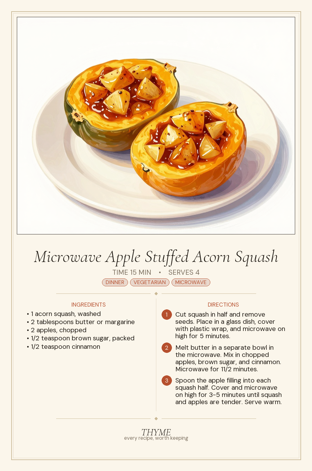 Microwave Apple Stuffed Acorn Squash