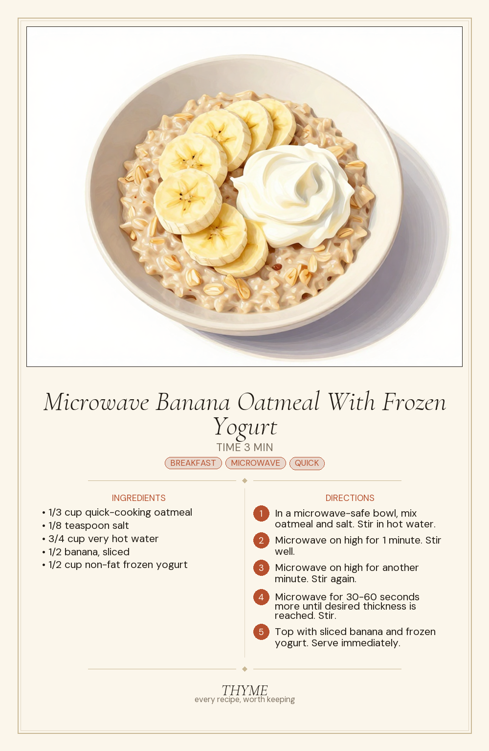Microwave Banana Oatmeal With Frozen Yogurt