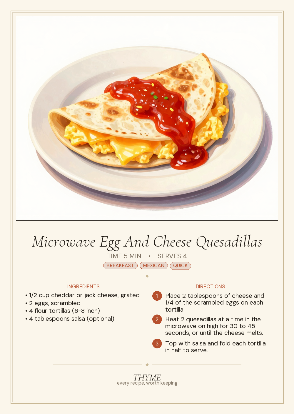 Microwave Egg And Cheese Quesadillas