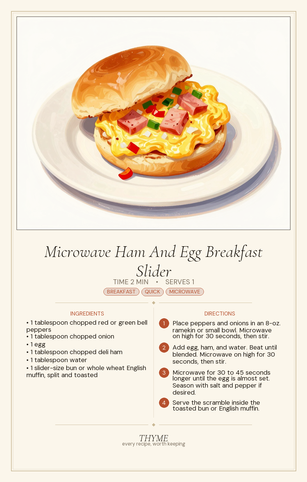 Microwave Ham And Egg Breakfast Slider