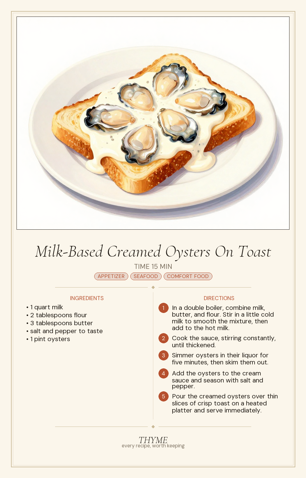 Milk-Based Creamed Oysters On Toast
