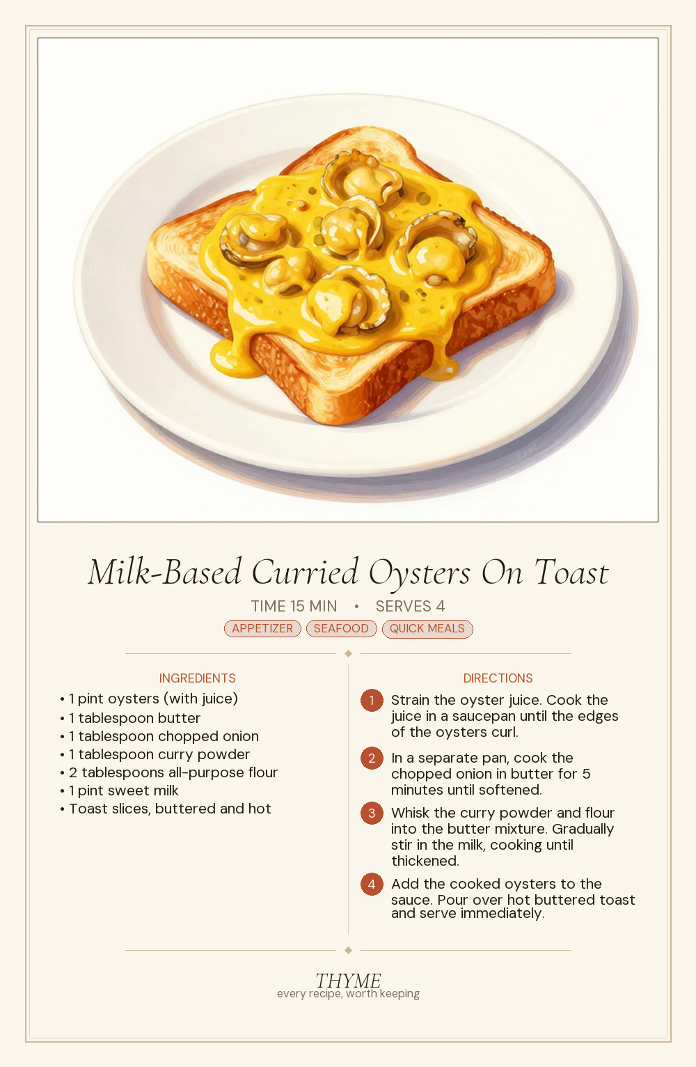 Milk-Based Curried Oysters On Toast