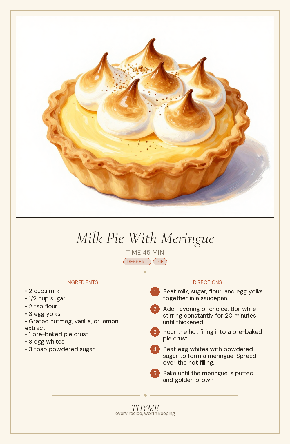 Milk Pie With Meringue