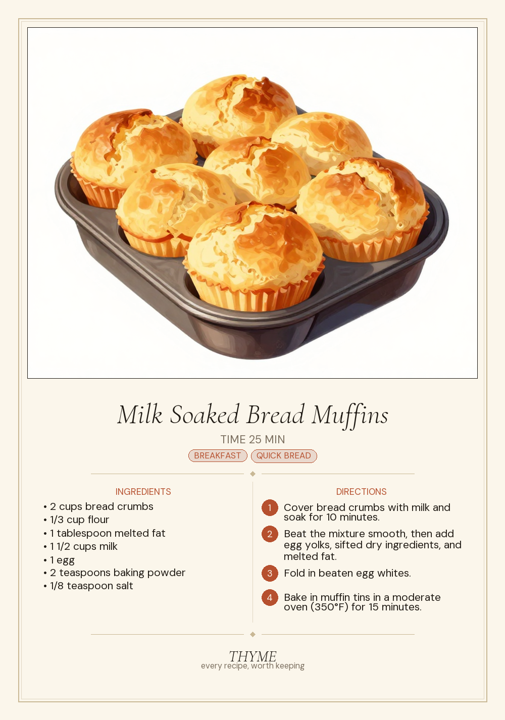 Milk Soaked Bread Muffins